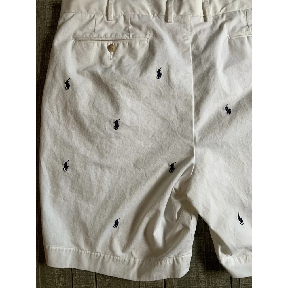 Polo Ralph Lauren White All Over Pony Shorts Size 42 Stretch Classic Fit 9